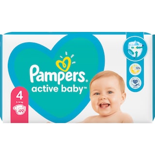 Pampers | Active Baby | Scutece bebelusi Marimea 4, 9-14 kg, 49 buc