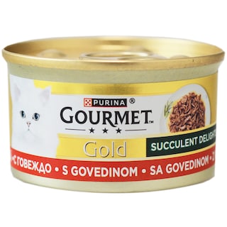 Gourmet | Gold | Delicii suculente cu vita, hrana umeda pentru pisici adulte 85g