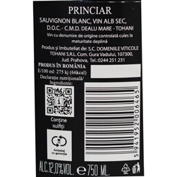 Tohani | Princiar | Vin alb sec Sauvignonn Blanc 0.75L