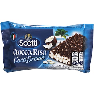 Riso Scotti | Baton din orez expandat cu ciocolata si cocos 25g