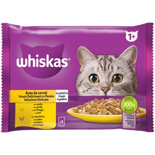 Whiskas | Hrana umeda pentru pisici, cu pasare in aspic 4x85g