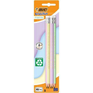 Bic | Creion Evolution Pastel cu radiera, 5 bucati