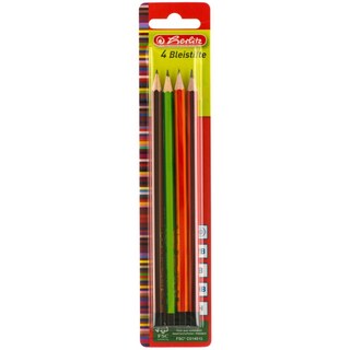 Herlitz | Creion scolare asortate, mina grafit, 4 bucati