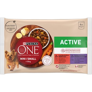 Purina One | Mini | Hrana umeda pentru caini cu vita si rata, in sos 4x85g