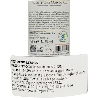 Lirica | Vin rosu Primitivo di Manduria 0.75L