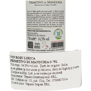 Lirica | Vin rosu Primitivo di Manduria 0.75L