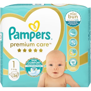 Pampers | Premium Care | Scutece bebelusi Marimea 1, 2-5 kg, 26 buc