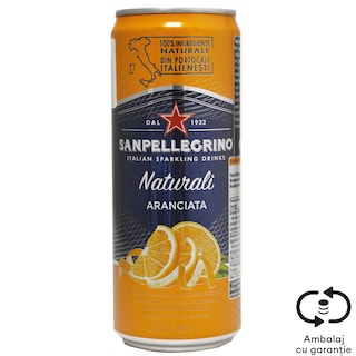 Sanpellegrino | Bautura carbogazoasa cu aroma de portocale 0.33ml