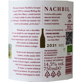 Nachbil | Vin rosu sec Syrah Reserve 0.75L