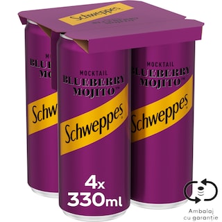 Schweppes | Bautura racoritoare carbogazoasa cu gust de citrice, menta, rom si afine 4x330ml