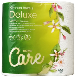 Care | Prosoape de bucatarie din hartie absorbanta cu parfum de lamaie, 3 straturi, 2 role