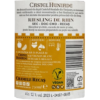 Castel Huniade | Vin alb sec Riesling de Rhin 0.75L