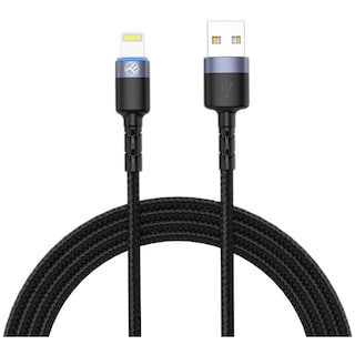 Tellur | Cablu USB To Lightning cu LED, nailon, 1.2m, negru