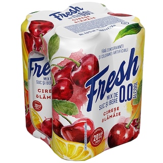 Fresh 0.0 | Mix de suc si bere 0% alcool, cu cirese si lamaie 4x500ml