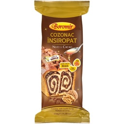 Cozonac insiropat cu sirop de vanilie, crema cu nuci si cacao 550g