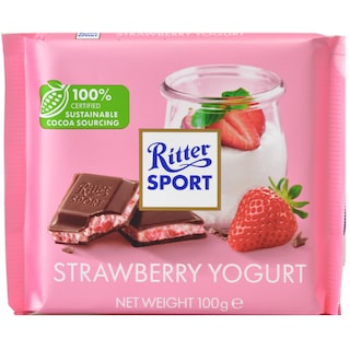 Ritter Sport | Ciocolata cu lapte cu crema de iaurt si capsuni 100g