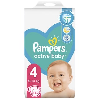 Pampers | Active Baby | Scutece bebelusi Marimea 4, 9-14 kg, 132 buc