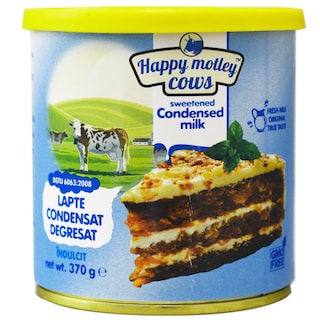 Happy Motley Cows | Lapte condensat degresat indulcit 370g