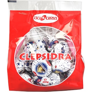 Bucuria | Clepsidra | Bomboane cu unt de cocos glazurate cu ciocolata si fulgi de cocos 250g