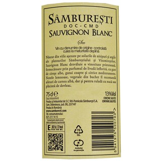 Domeniile Samburesti | Vin alb sec Sauvignon Blanc 0.75L