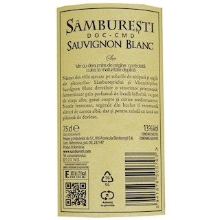 Domeniile Samburesti | Vin alb sec Sauvignon Blanc 0.75L