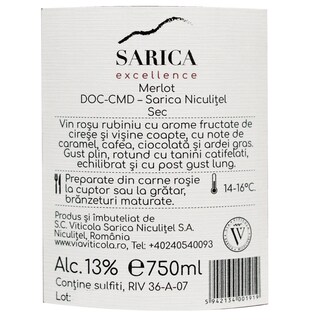 Sarica | Excellence | Vin rosu Merlot 0.75l