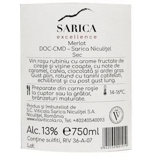 Sarica | Excellence | Vin rosu Merlot 0.75l