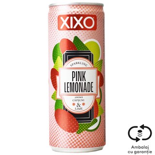 Xixo | Bautura carbogazoasa Pink Lemonade, aroma de capsuni si lime 250ml