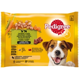 Pedigree | Hrana completa pentru caini adulti cu pui si legume si vita si legume 4x100g