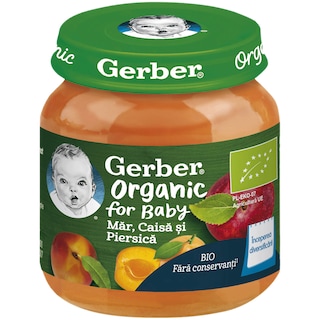 Gerber | Piure bio cu mar, caisa si piersica 125g