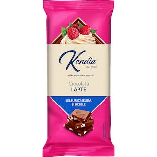 Kandia | Ciocolata cu lapte, jeleuri de zmeura si bezele 80g