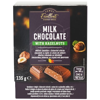 Excellent | Ciocolata cu lapte, cu alune de padure 135g