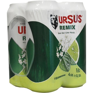 Ursus | Remix | Bere blonda cu suc de soc, lime, menta 4x500ml