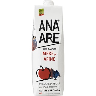 Ana Are | Suc de mere si afine 100% natural 1L