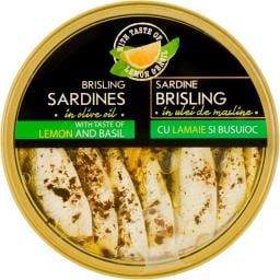 Sardine in ulei de masline cu lamaie si busuioc 160g