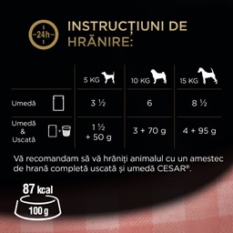 Cesar | Hrana completa pentru caini adulti selectii cu pui si legume si vita si morcovi 4x100g