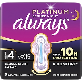 Always | Platinum | Absorbante marimea 4 Secure Night, 5 bucati