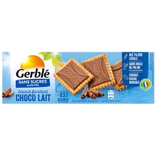 Gerble | Biscuiti cu tableta de ciocolata cu lapte, cu indulcitori 126g