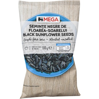 MEGA | Seminte negre de floarea-soarelui coapte fara sare 100g