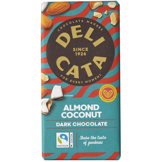 Delicata | Ciocolata neagra cu migdale si fulgi de nuca de cocos 150g