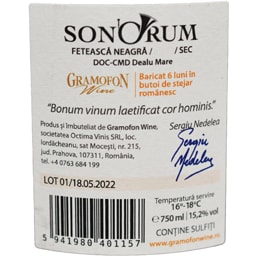 Gramofon | Sonorum | Vin rosu sec Feteasca Neagra 0.75L