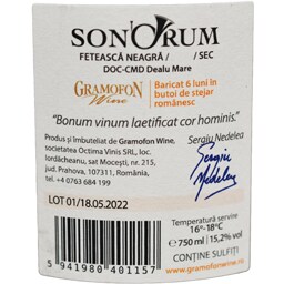 Gramofon | Sonorum | Vin rosu sec Feteasca Neagra 0.75L