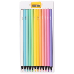 Strigo | Creioane colorate + ascutitoare, 12 culori pastelate