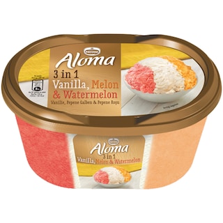 Aloma | Inghetata cu aroma de pepene galben, pepene rosu si vanilie 505g