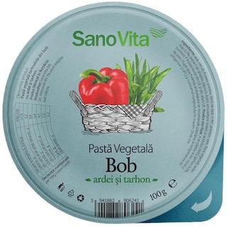 Sano Vita | Pasta vegetala tartinabila din bob cu ardei si tarhon 100g
