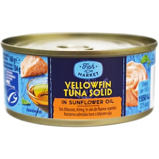 Fish Market | Ton Albacora, intreg, in ulei de floarea-soarelui 160g