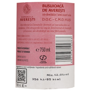 Domeniile Averesti | Vin roze demidulce Busuioaca de Averesti 0.75L