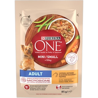 Purina One | Mini | Hrana umeda pentru caine adult cu pui si morcov, in sos 85g