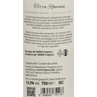 S.E.R.V.E. | Terra Romana | Vin alb Sauvignon Blanc & Feteasca Alba 750ml