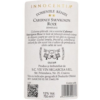 Innocentia | Vin rose Cabernet Sauvignon demidulce 0.75L